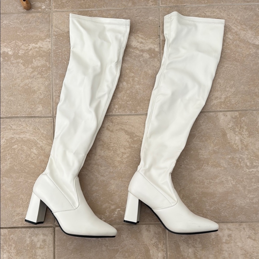 White Knee-High Boots